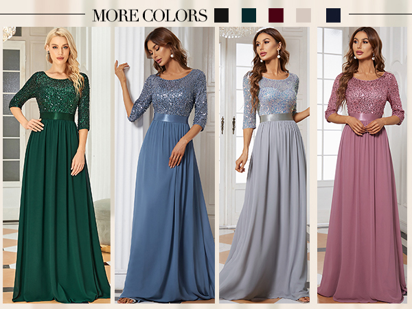 Ever-Pretty Women''s Floor-Length A-Line Half Sleeve Wedding Guest Dress