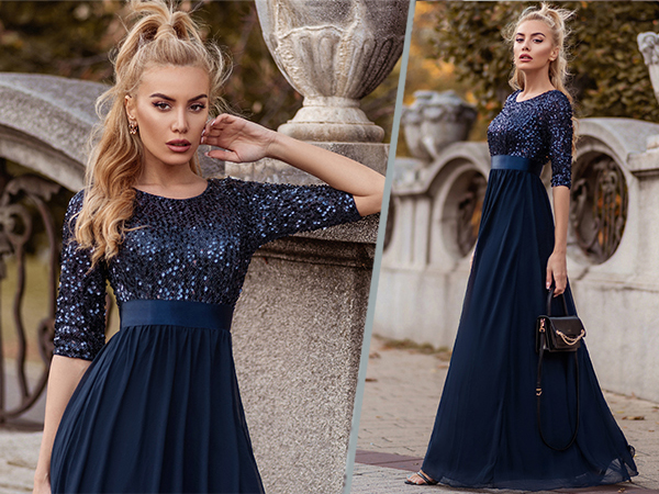 Ever-Pretty Women&#39;s Floor-Length A-Line Half Sleeve Wedding Guest Dress