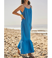 R.Vivimos Women&#39;s Summer Cotton Adjustable Spaghetti Strap Loose Flowy Maxi Dress