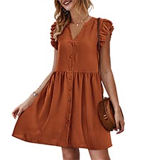 summer dresses button down mini dress summer fashion ruffle sleeveless short dress skater