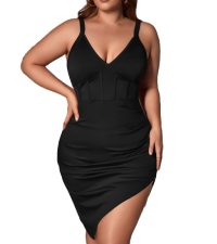 Asymmetrical Hem Split Thigh Bodycon