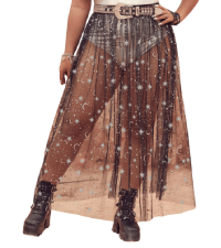 Glitter Star Print Sheer Maxi Skirt