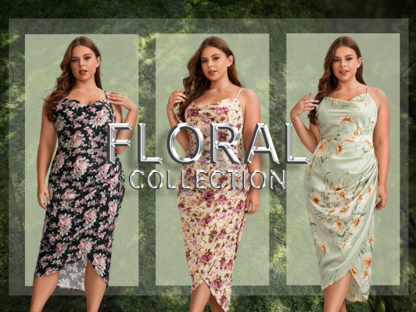 Floerns Women''s Plus Size Satin Spaghetti Strap Cowl Neck Wrap Party Cami Dress