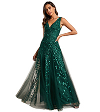 Ever-Pretty Women Elegant A-line Sleeveless Tulle High Waist Embroidery Sequins Cocktail Dresses