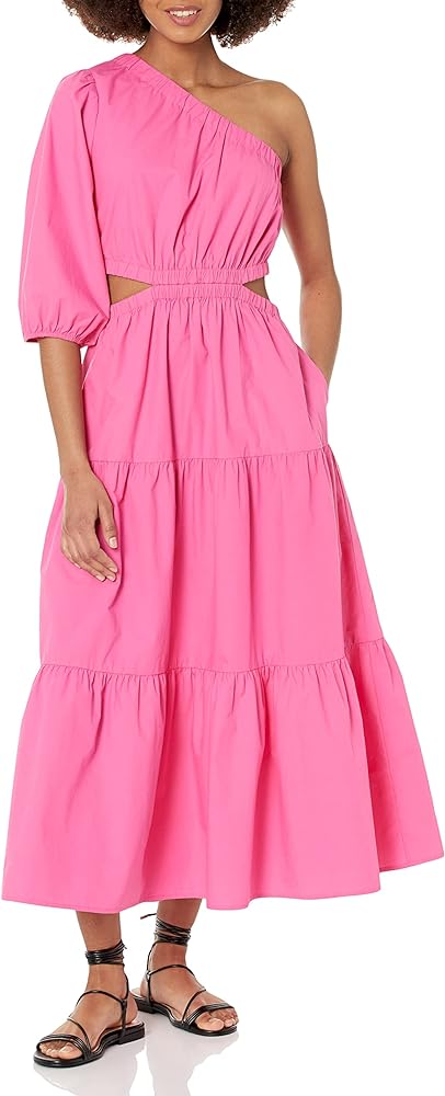 The Drop Women's April One-Shoulder Cutout Tiered Midi Dress