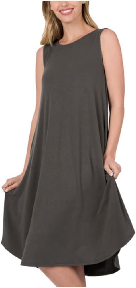 Viscose Sleeveless Knee Length with Two Side Pocket Spring time Dress vd-7000